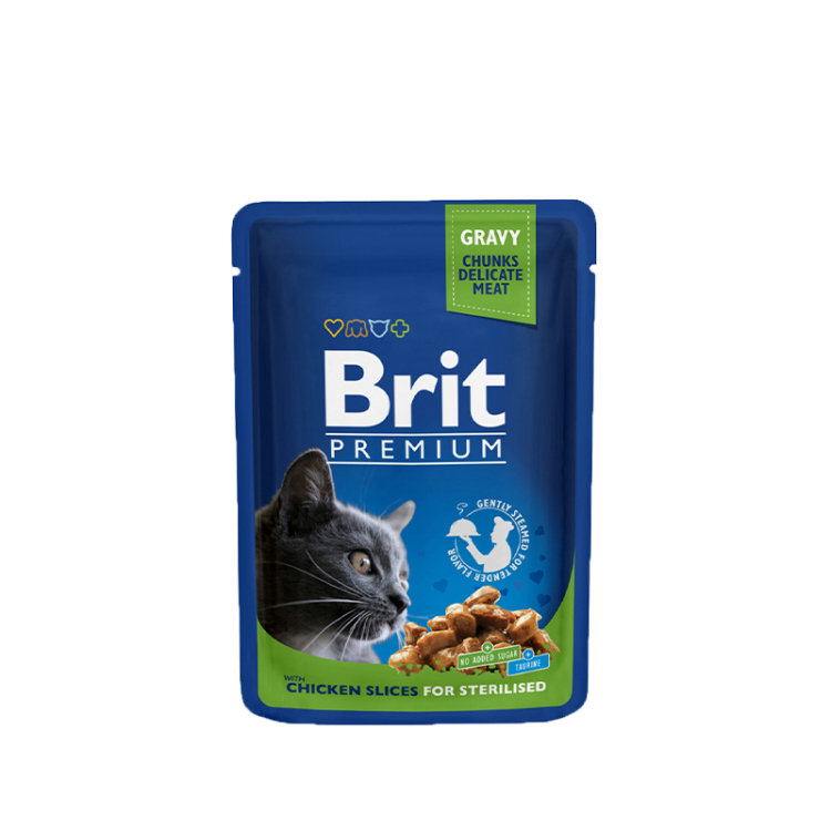  بريت بريميوم – طعام رطب للقطط المعقمة – شرائح دجاج بمرق