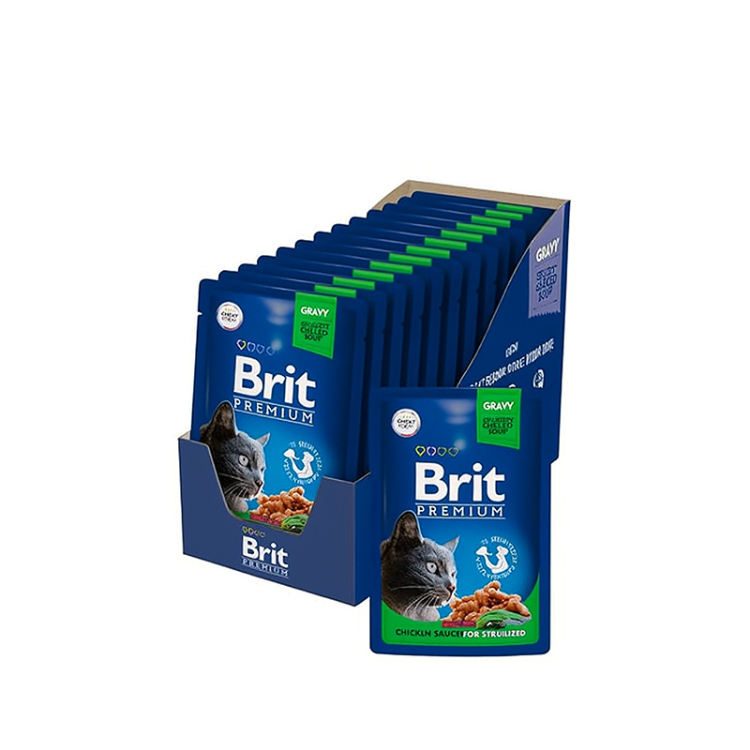 بريت بريميوم – طعام رطب للقطط المعقمة – شرائح دجاج بالمرق