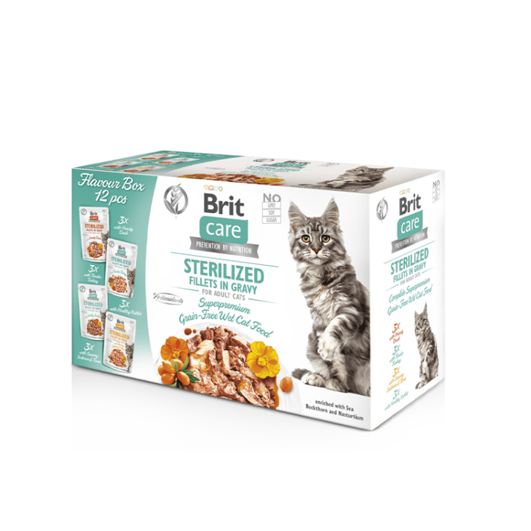 بريت كير – طعام رطب للقطط المعقمة شرائح بالمرق عبوة متعددة