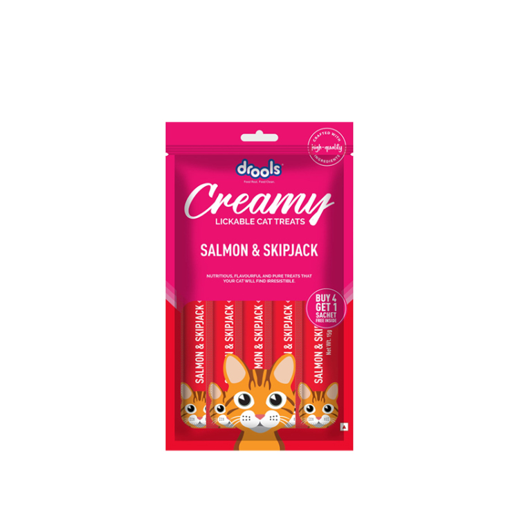 دروولز - تريتس كريمية للقطط بنكهة السلمون وتونة سكيبجاك
