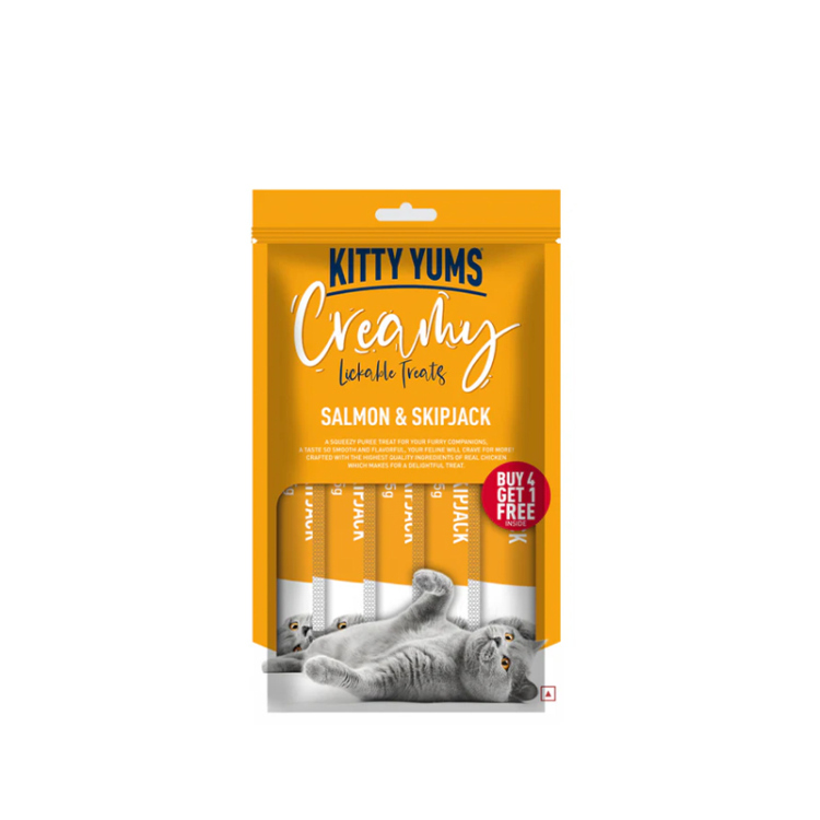 كيتي يامز - تريتس كريمية للقطط بنكهة السلمون وتونة سكيبجاك