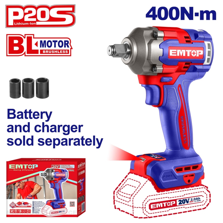 درل بكسات  20V 400N شحن  بدون بطاريه ECIWL20401     Brushless Motor
