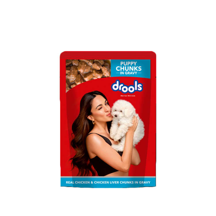دروولز – قطع طعام رطب للجراء بصلصة اللحم (دجاج وكبد دجاج)