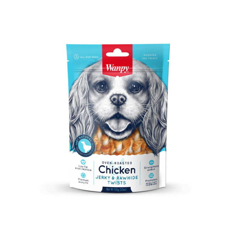 وانبي مكافآت تويست الدجاج المشوي مع الجلد الطبيعي للكلاب