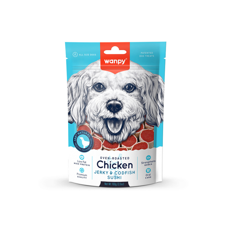 وانبي - مكافآت سوشي الدجاج وسمك القد المشوي للكلاب