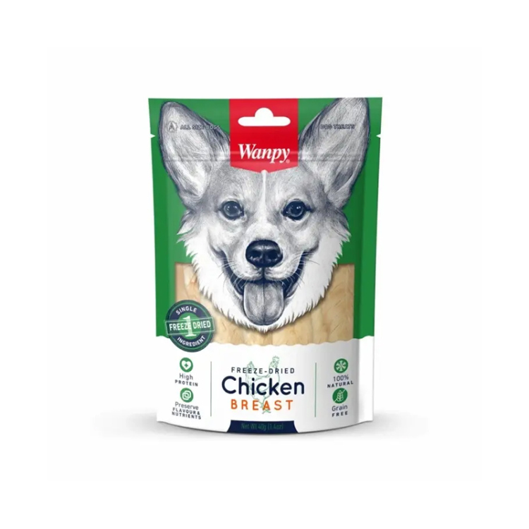 وانبي صدور دجاج مجففة بالتجميد للكلاب