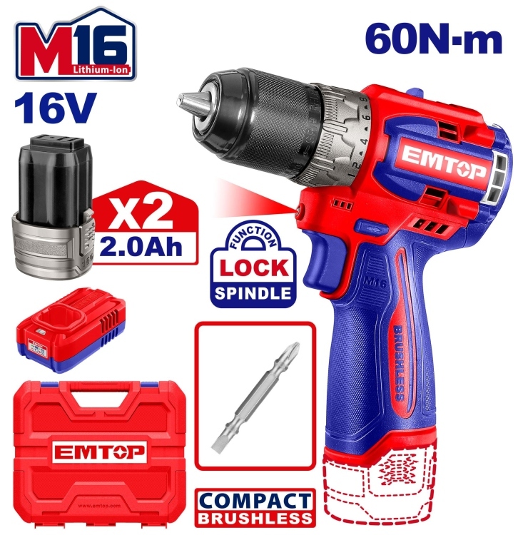 عرض (اشتري درل شحن 13 ملم 16 V 60N مع 2 بطاريه و شاحن عدد 3 ECDL16682  واحصل على بلندر طعام منزلي شحنEFN048K     16V  )