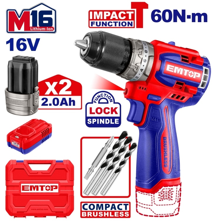 عرض ( اشتري درل شحن 13 ملم شاكوش 16 V 60N عدد 3  واحصل على  بلندر طعام منزلي شحنEFN048K     16V   )