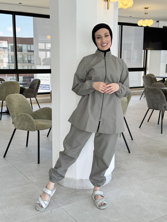بوركيني " طقم سباحه "  باللون الزيتي