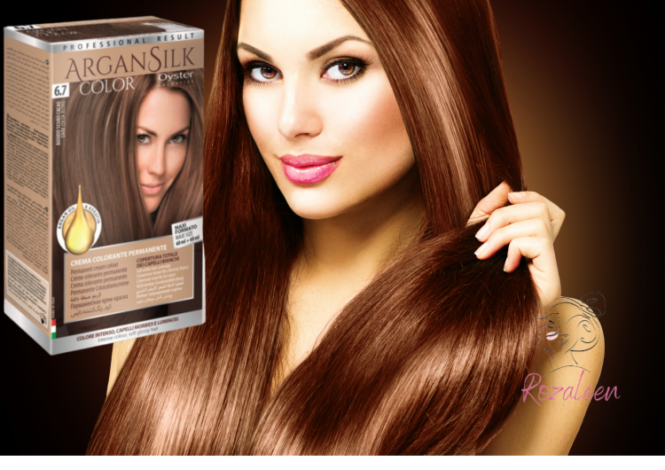 OYSTER ARGAN SILK HAIR COLOR 6/7 (DARK BLOND CHOCLATTE ) صبغة الارغان اويستر اشقر غامق شكلاتة 