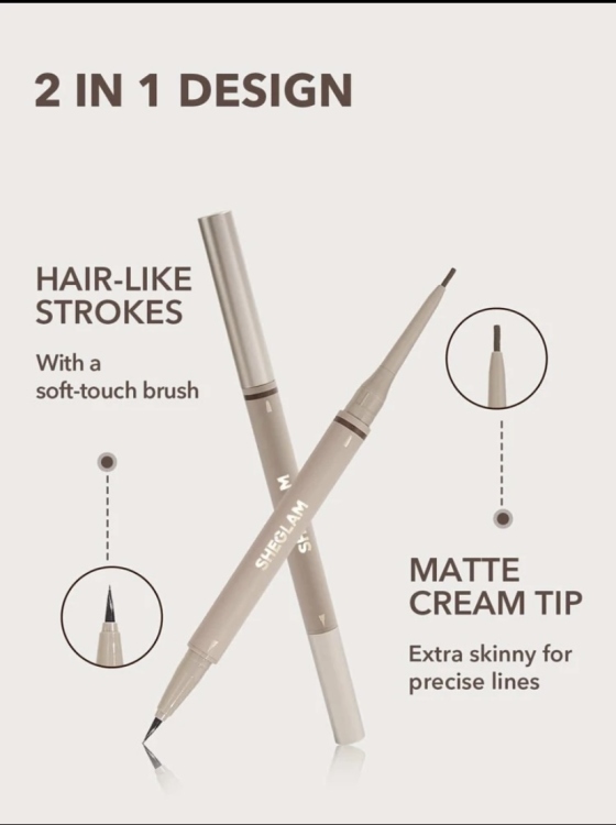 SHEGLAM Brows On Demand 2-In-1 Brow Pencil - Taupe  Waterproof 