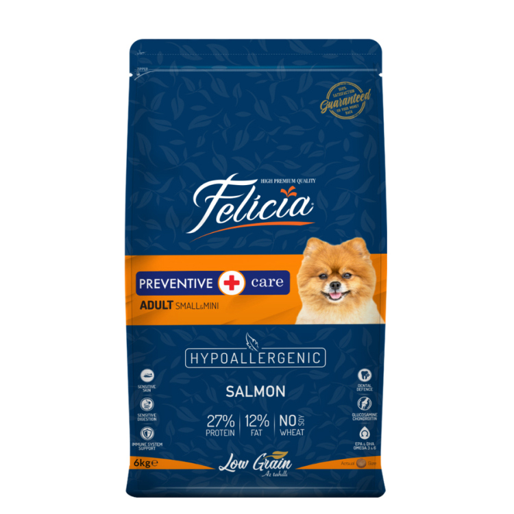 felicia dog food  6 kg mini adult preventive salmon