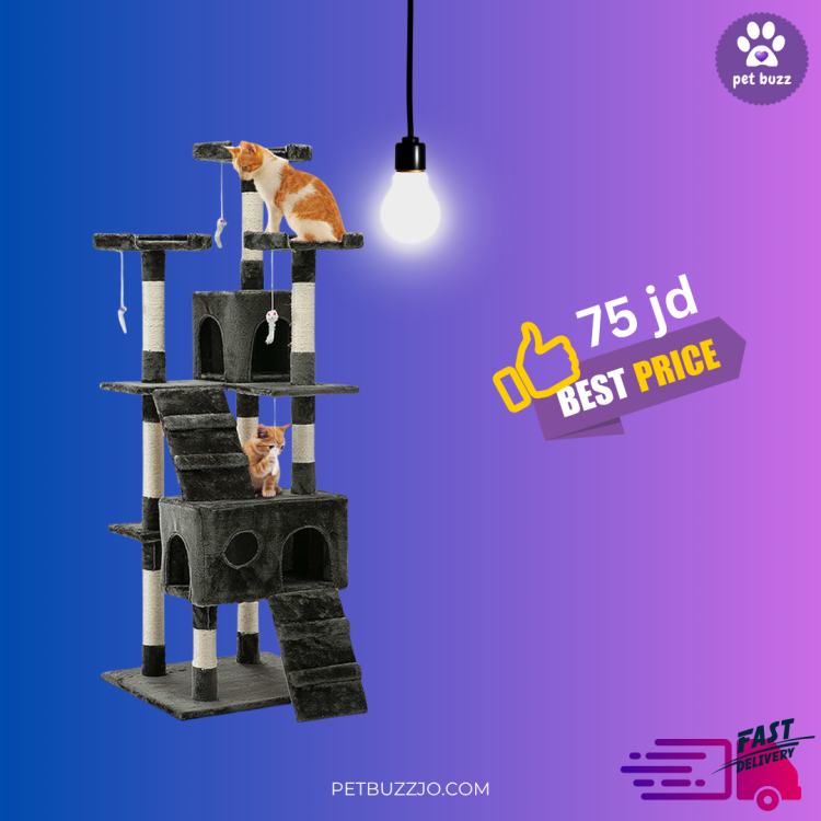 Multi Level Cat Scratch Post 180cm Grey
