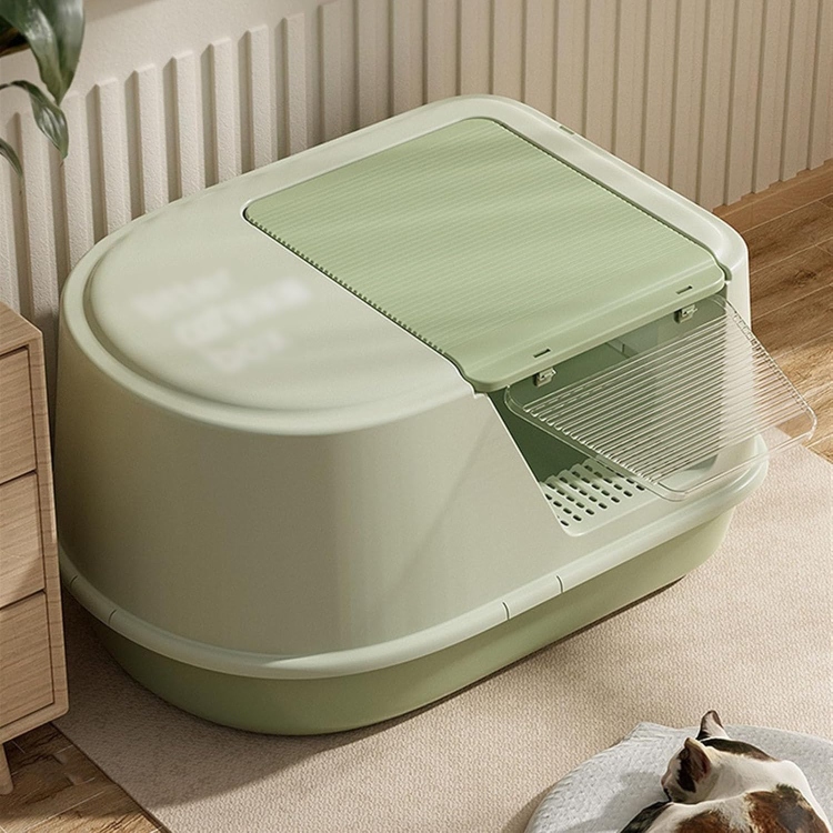  Jumbo  Litterbox Hooded Cat Litter Pan, Semi-Enclosed Litter Box, Large Litter Box for Small to Large Sized Cats Cat Litter Tray(Green)