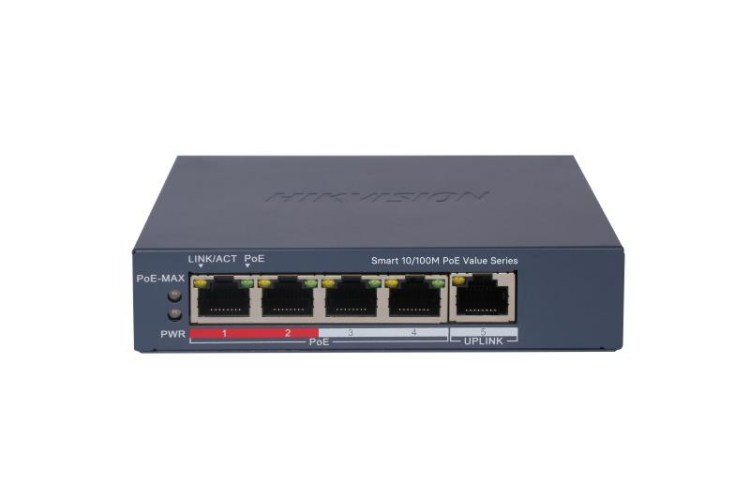 HIKVISION SWITCH 4POE 1UPLINK DS-3E1105P-EI/M 10/100 45W SMART