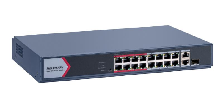 HIKVISION SWITCH 16POE 1UP LINK DS-3E1318P-EI/M 10/100 130W SMART