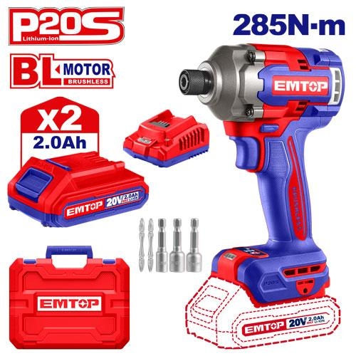 درل براغي  20V 285N شحن  2 بطاريه و شاحن   ECIRL2028      Brushless Motor 