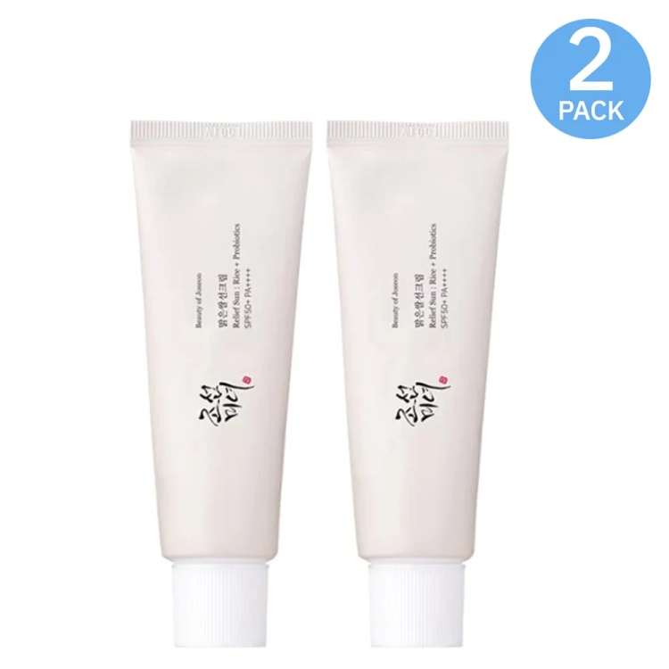 EAUTY OF JOSEON, Relief Sun Rice Probiotics (SPF50+ PA++++) 2pcs بيوتي اوف جيسون، ريليف سن واقي شمس كيميائي بخلاصة الارز و البروبيوتيك قطعتين