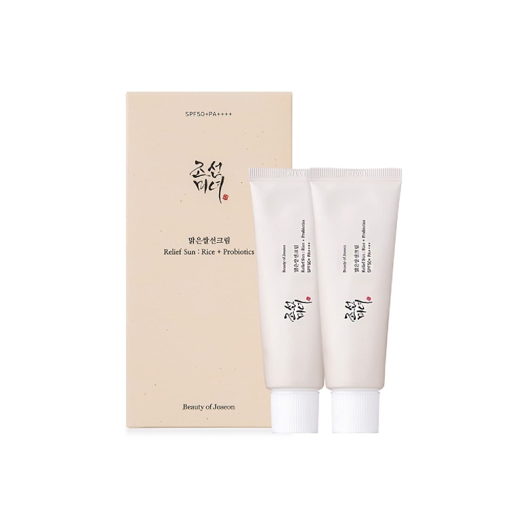 EAUTY OF JOSEON, Relief Sun Rice Probiotics (SPF50+ PA++++) 2pcs بيوتي اوف جيسون، ريليف سن واقي شمس كيميائي بخلاصة الارز و البروبيوتيك قطعتين
