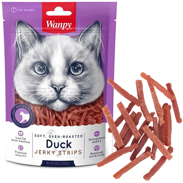 Cat Treats Wanpy Soft Duck Jerky Strips Duck fillet jerky strips 80 g