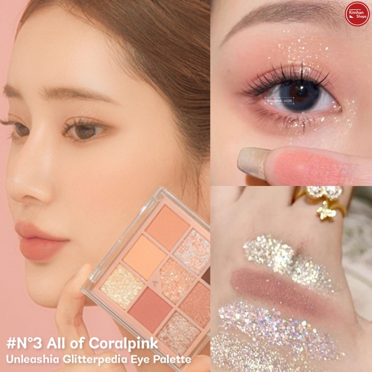 UNLEASHIA , Glitterpedia Eye Palette - N°3 All Of Coral Pink