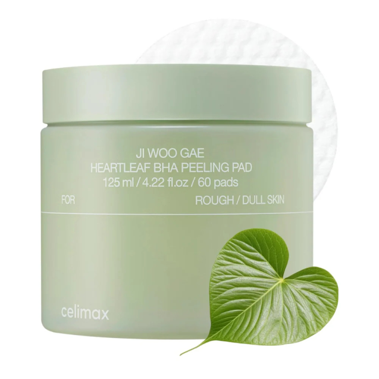 Celimax JIWOOGAE Heartleaf BHA Peeling Pad مسحات تونر لتقشير البشرة 