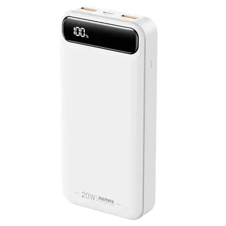 بور بانك 22,5W مدخل USB-C,مدخلين USB طاقة:20000 MAH ابيض