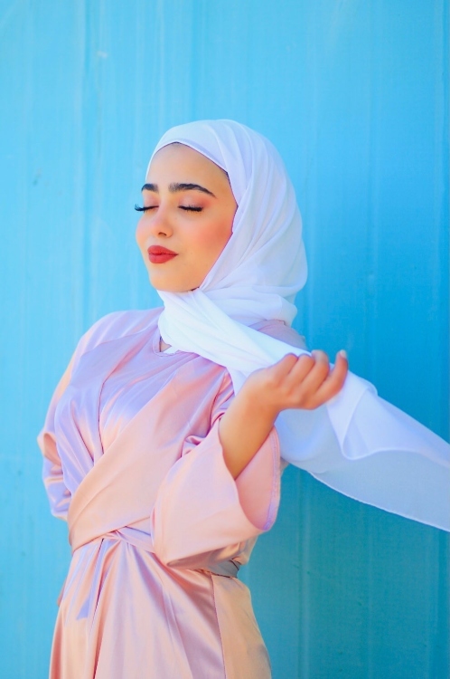 فستان ستان زهري/nude