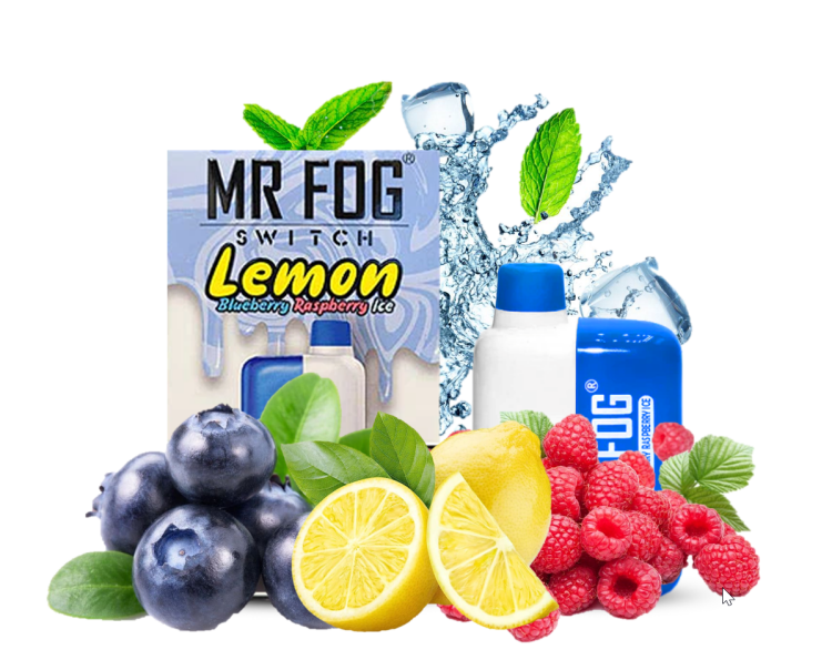 Mr. Fog Switch Lemon Blueberry Raspberry Ice 5500 Puff, Rechargeable, Disposable, Vape Device 