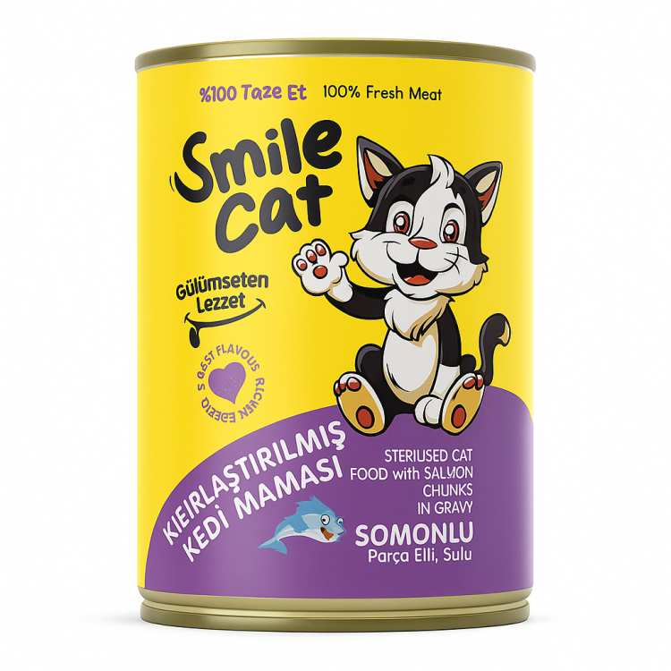 سمايل كات معلبات طعام رطب للقطط المعقمة بنكهة السلمون