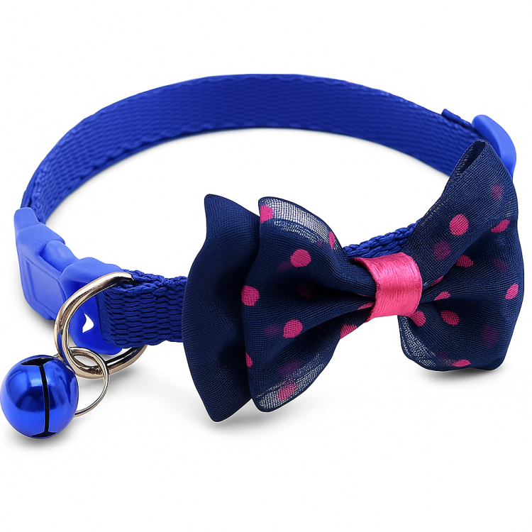 طوق قطط مع ربطة عنق وجرس وحزام نايلون قابل للتعديل 