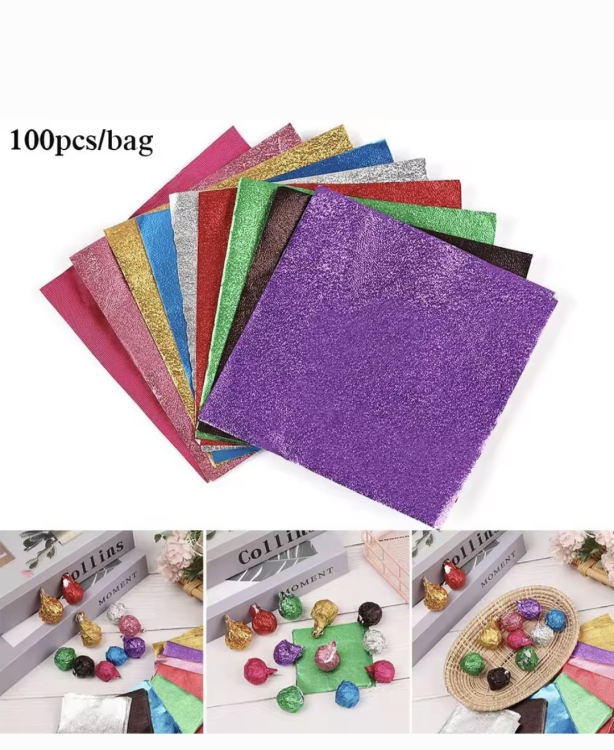 تغليف شكولاته تركواز قصدير 10×10 سم عدد 100