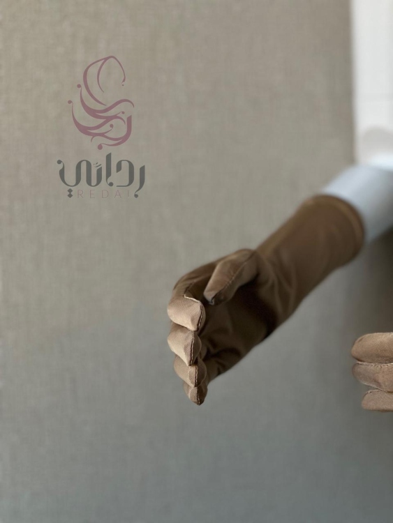 قفازات ليكرا طويلة بنقشة الوردة