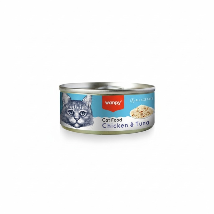 وانبي طعام رطب للقطط بنكهة الدجاج والتونا