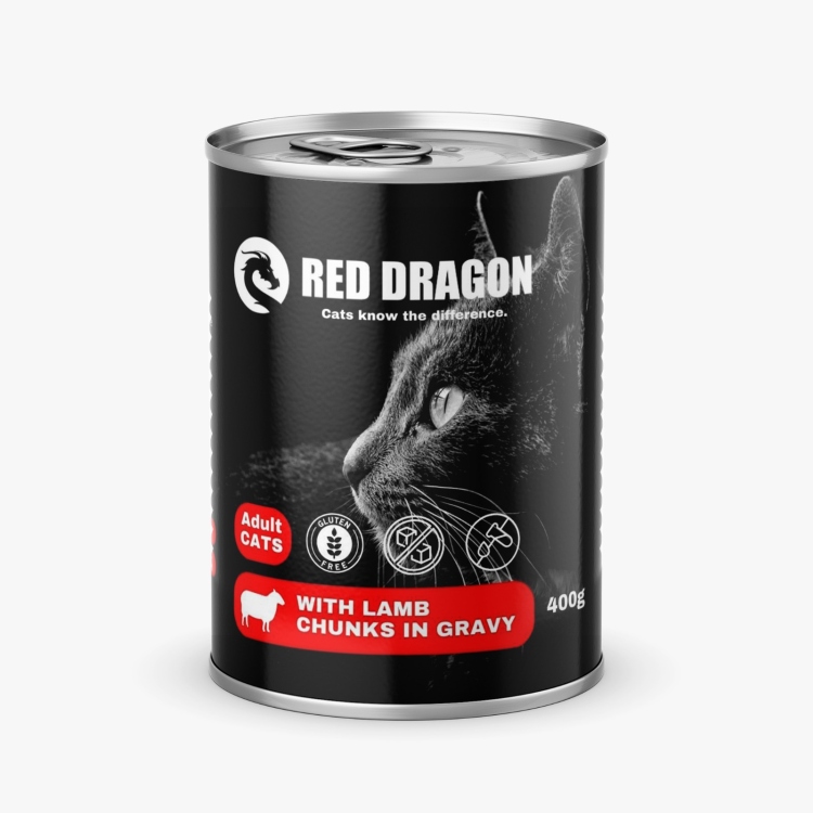 Red dragon wet food LAMB عدد 24 علبه