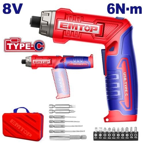 مفك شحن 17 قطعة 8V متحركECSR0803 Type-C
