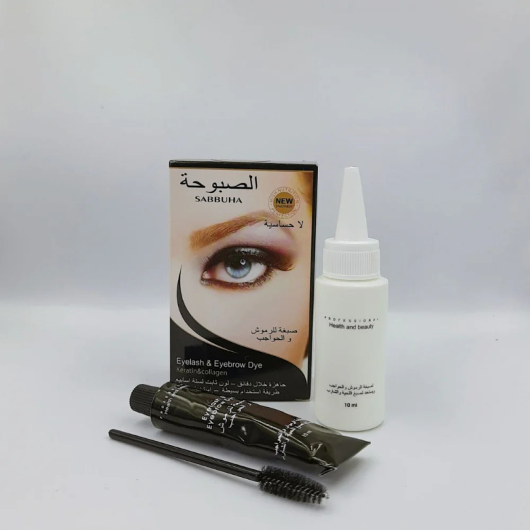 مجموعة فرشاة رموش وحواجب احترافية مقاومة للماء من sabbuha، جل صبغة الحواجب، ماسكارا كريمية للحواجب، لون أسود