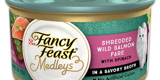 Fancy Feast Shredded Wild Salmon Fare With Spinach 