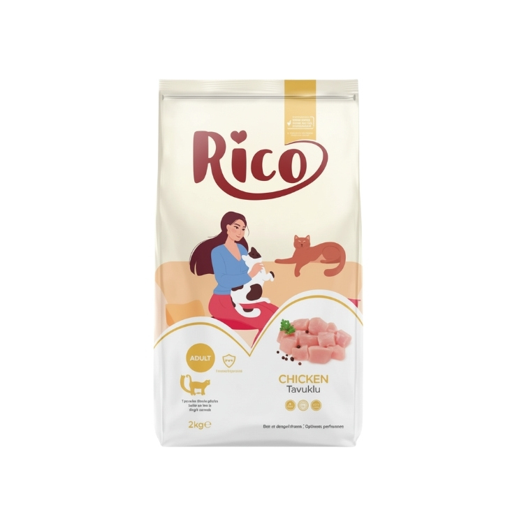 ريكو طعام قطط جاف للقطط المعقمة بنكهة الدجاج
