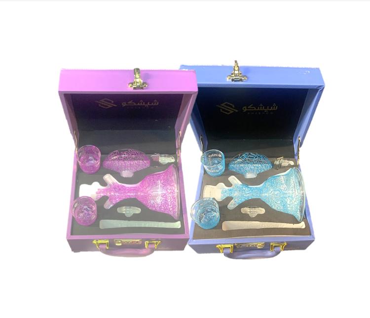 SHISHCO Hookah Glass Shisha Set - with Carry case - Assorted Colors 