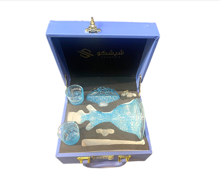 SHISHCO Hookah Glass Shisha Set - with Carry case - Assorted Colors 