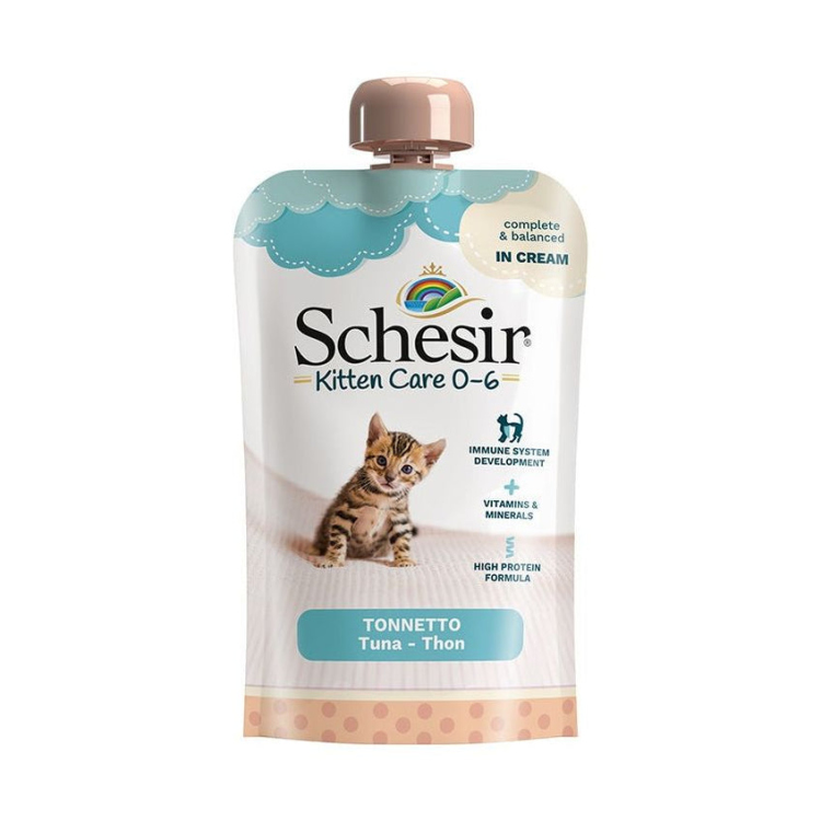 SCHESIR كيس كريم للقطط الصغيرة 0-6 تونة 20X150G كريمي غني بالبروتين وفيتامينات