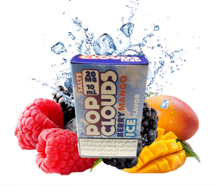 POPCLOUDS Vape - Berry Mango Ice - SaltNic -  Vape Juice - 10ml - 20mg Nicotine 