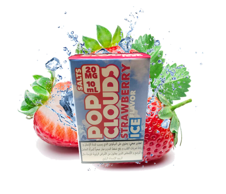 POPCLOUDS Vape - Strawberry Ice - SaltNic -  Vape Juice - 10ml - 20mg Nicotine 