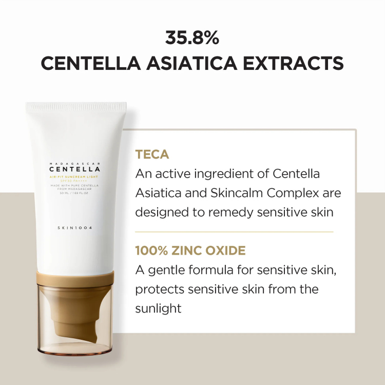 Skin1004 CENTELLA AIR-FIT SUNCREAM LIGHT  SPF30 PA++++ واقي شمس فيزيائي بالسنتيالا