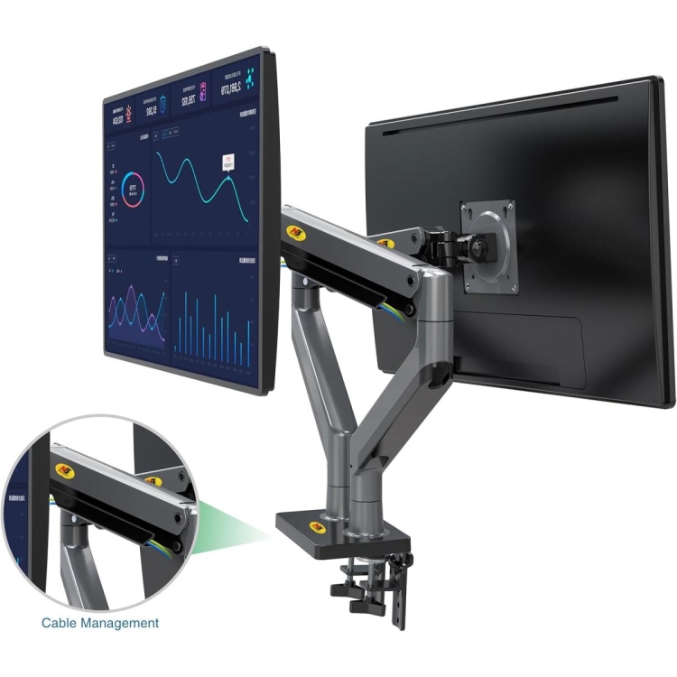 NB NORTH BAYOU G35 22"-32" DUAL MONITOR STAND GAS-SPRING HEAVY DUTY DESK MOUNT BRACKET