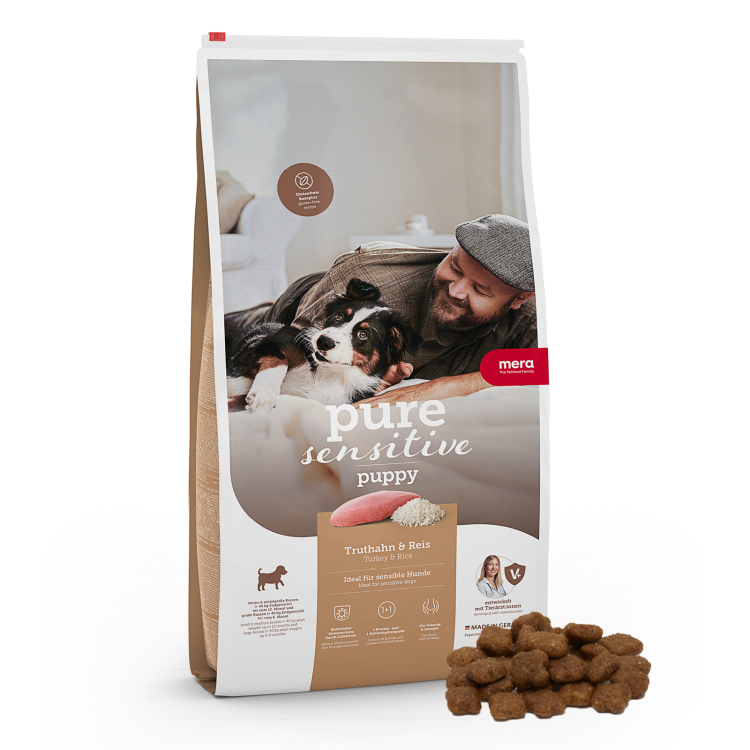  ميرا بيور سينسيتيف طعام جاف للجراء بنكهة الديك الرومي والرز