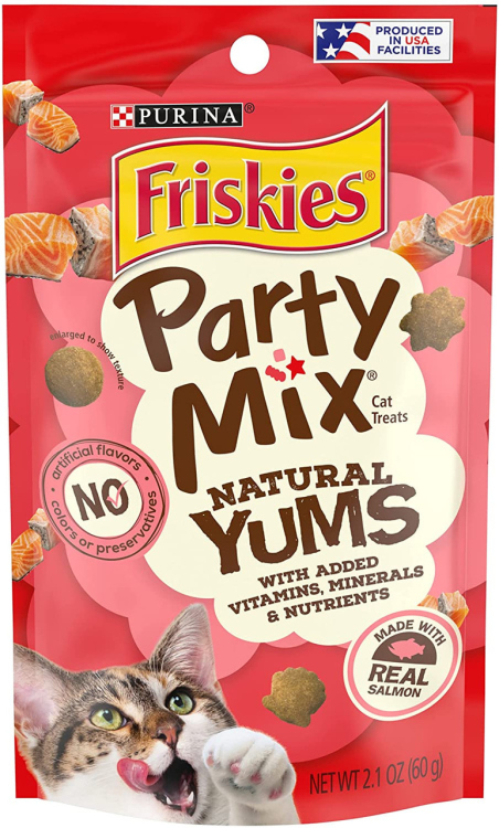 friskies party mix yums made with real salmon