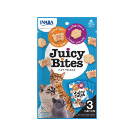 INABA Juicy Bites soft cat treats, scallop and crab flavor (blue) size 11.3 g