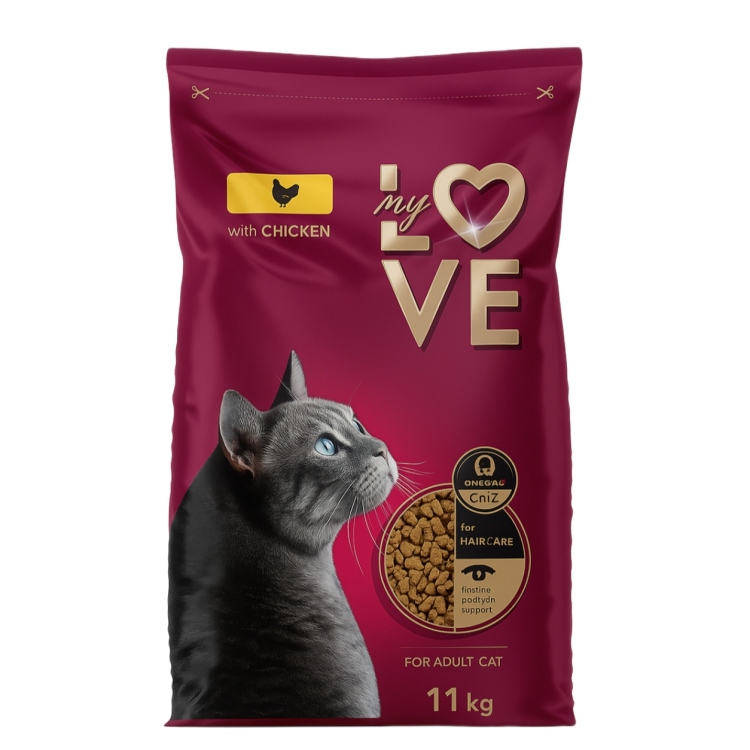 دراي فود My Love بنكهة الدجاج لجميع القطط 11kg